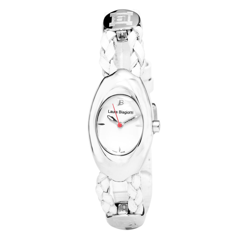 White leather dress watch-null