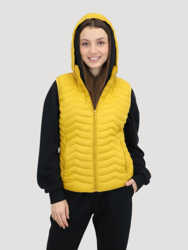 Quilted vest jacket - mustard-null