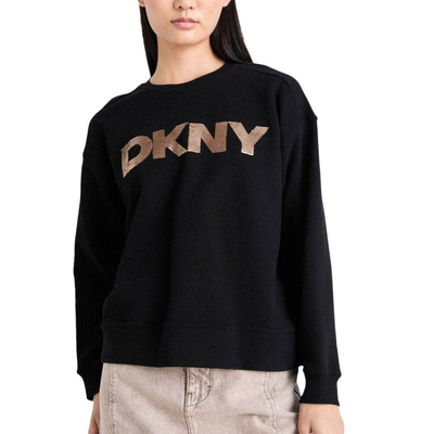 Sequin logo sweatshirt, Black / Gold, medium