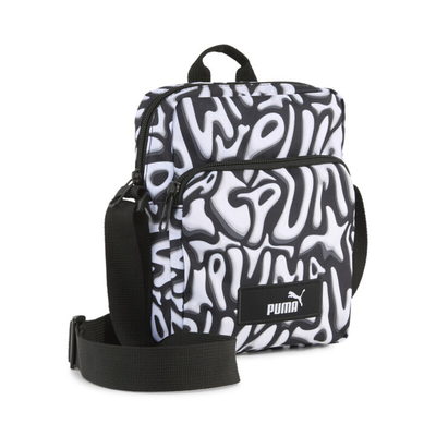 Puma academy aop portable shoulder bag, Black-white, medium