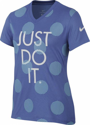 Girls dry dot polka just do it top, Blue, medium
