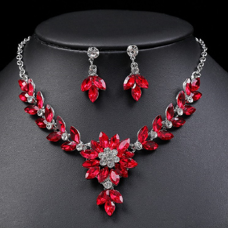 Crystal statement necklace earrings set image number null