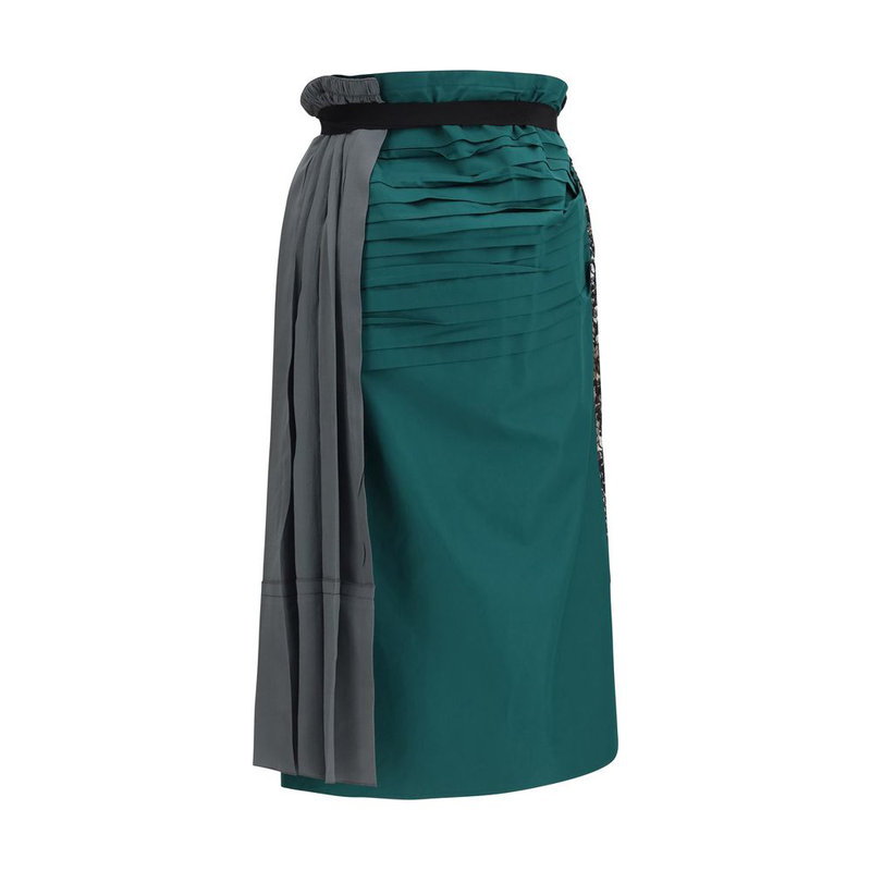 Multicolor silk midi skirt-null