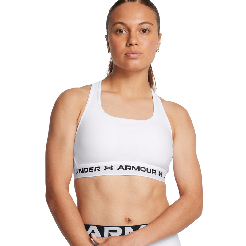 Under armour crossback mid women athletic gym bra white 1361034-101-null