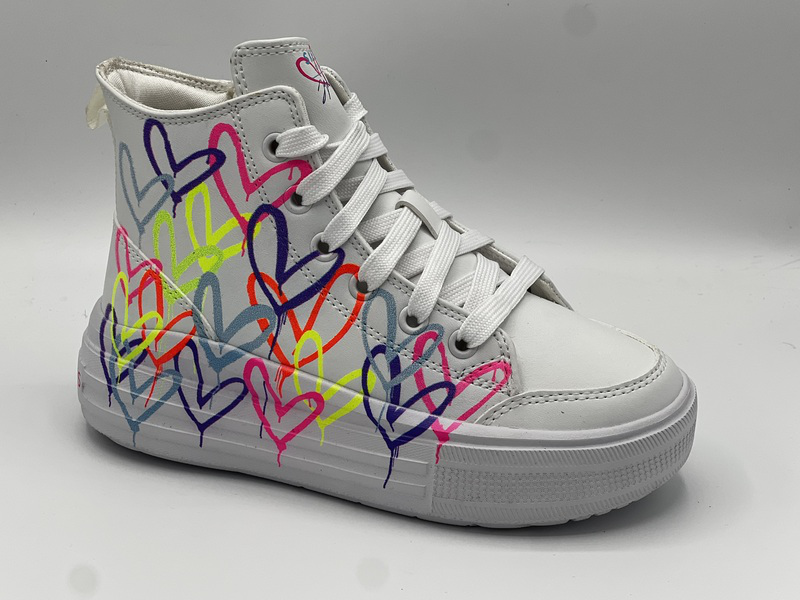 High-top sneakers with multicolored heart pattern sk314075l-null
