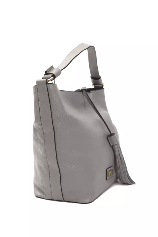 Gray leather women shoulder bag-null