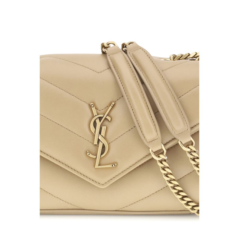 Beige lamb ovis aries aries shoulder bag-null