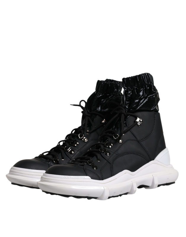 Black nylon galileo high top sneakers shoes-null