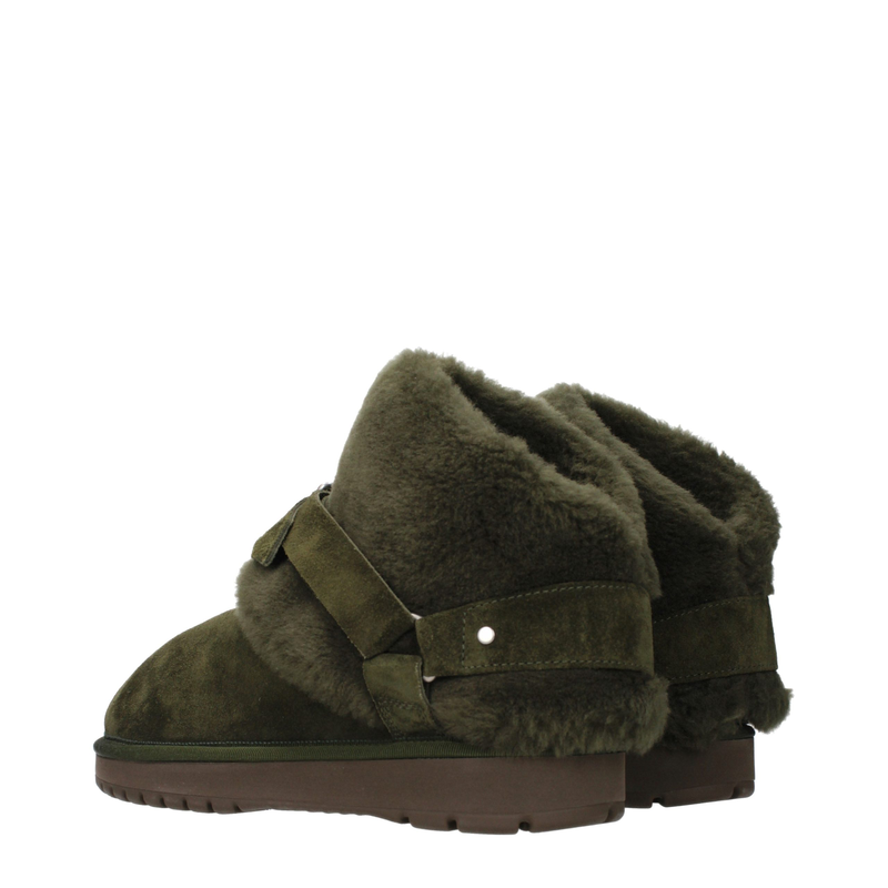 Green leather ankle boots-null