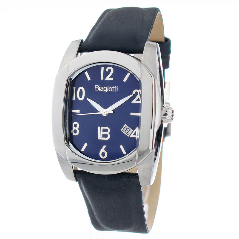 Blue leather dress watch-null