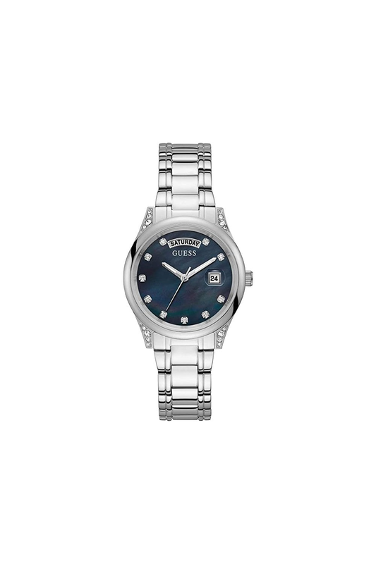 Guess aura blue dial silver stainless steel watch for women- gw0047l1-null