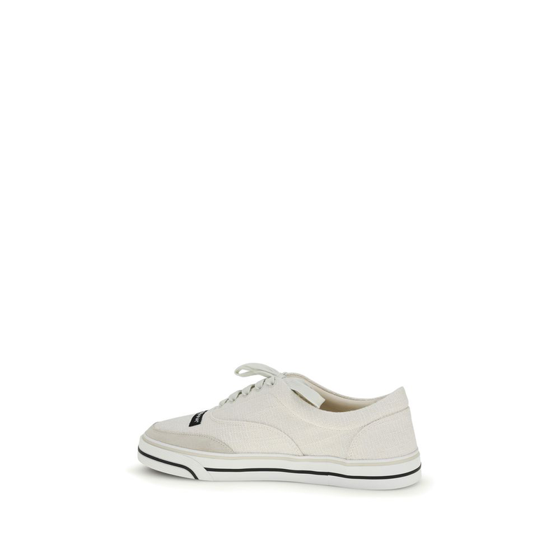 White linen low top sneakers-null