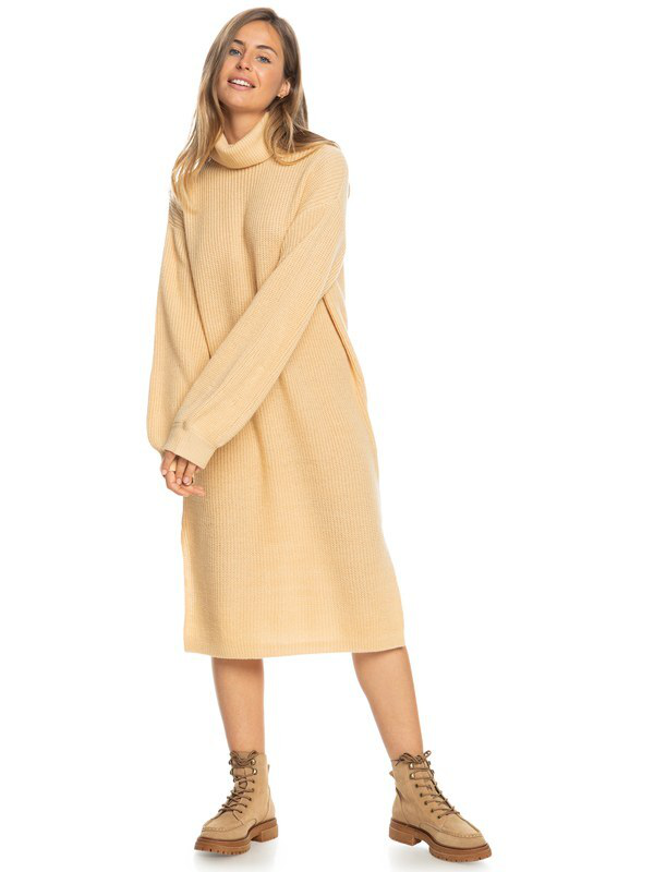 Roxy women silver tones - long sleeved knit dress  (erjkd034-null