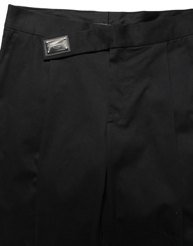 Black cotton straight leg dresstrouser pants-null