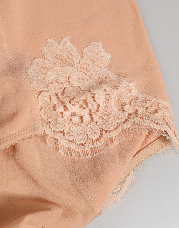 Beige silk stretch high waist girdle underwear-null