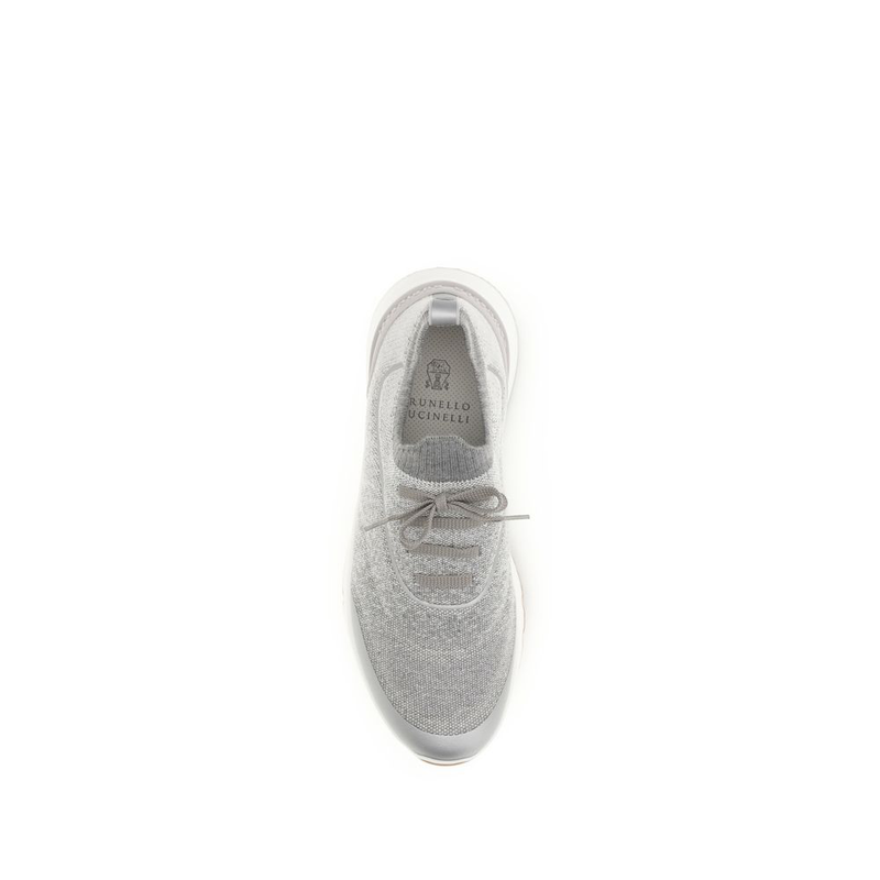 Gray cotton athletic sneakers-null