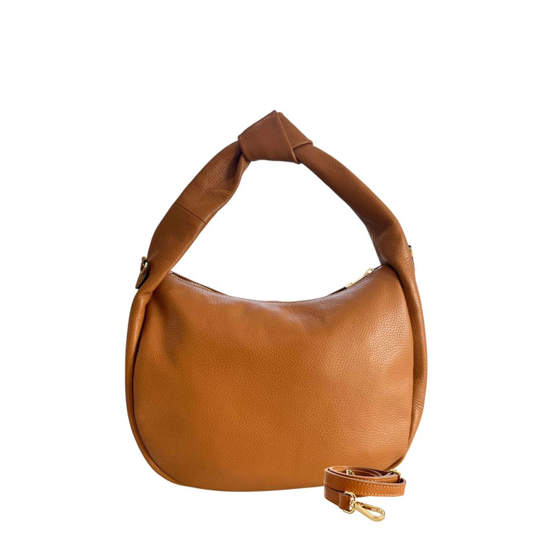 Brown leather women shoulder bag-null