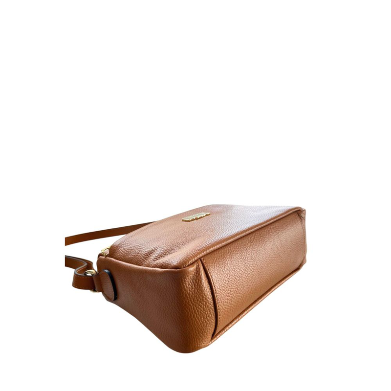 Brown leather women crossbody bag-null