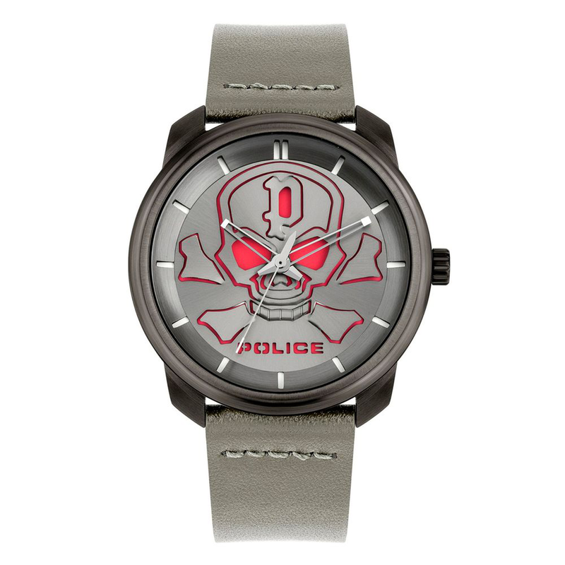 Gray leather dress watch-null