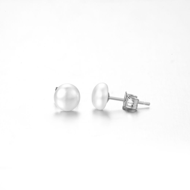 Pearl stud earrings-null
