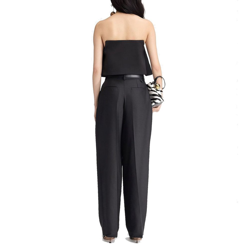 Black silk flared pants-null
