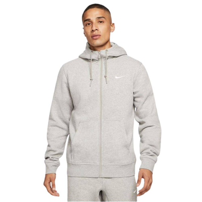Club full-zip fleece hoody swoosh, Grey Heather / White, medium