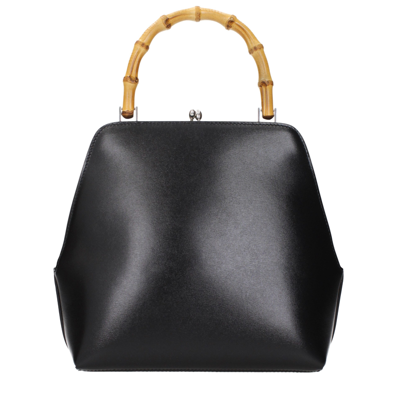 Black leather handbag-null