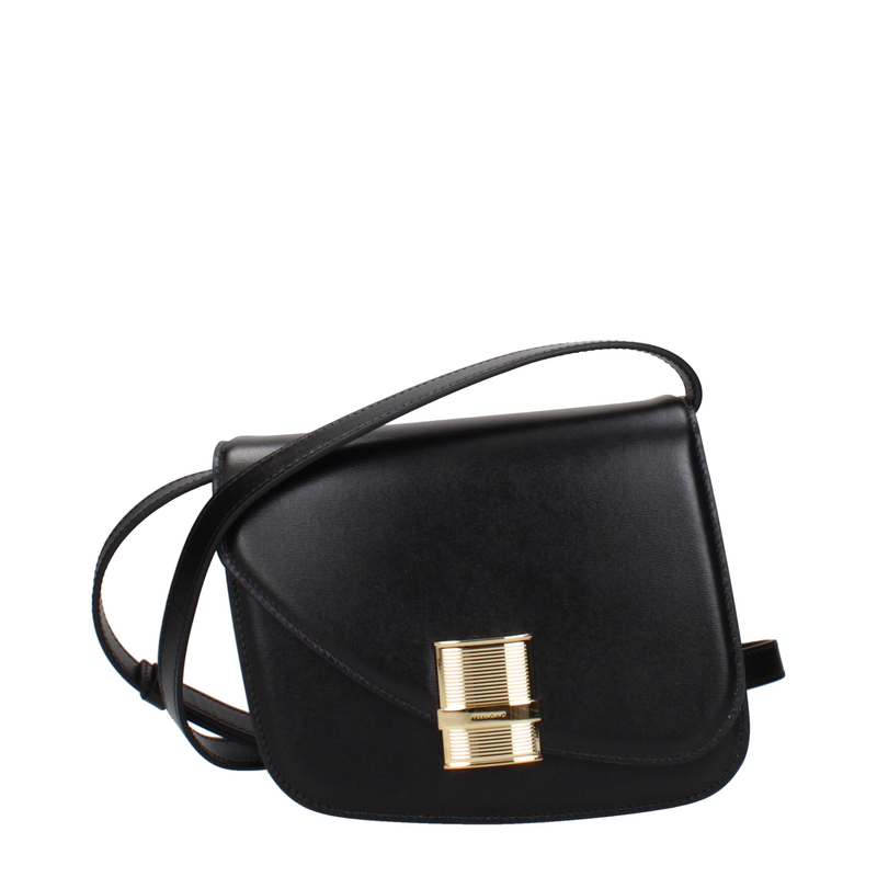 Black leather crossbody bag-null