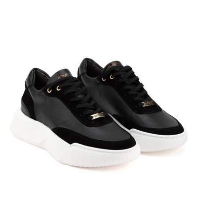 Maxim leather low top chunky sneakers, Black, medium