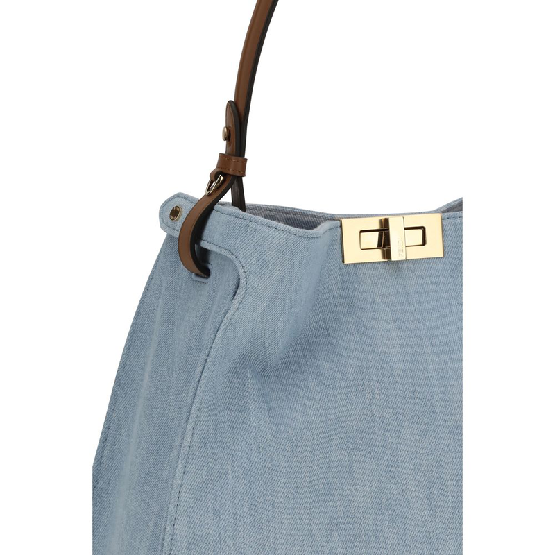 Blue cotton handbag-null