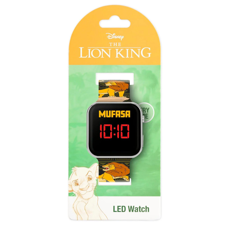 Lion king mufasa kids black silicone strap led digital watch, , medium-null
