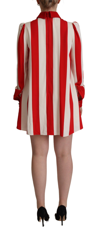White red stretch mini shirt gown dress-null