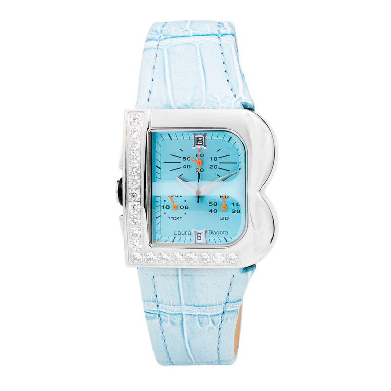 Blue leather dress watch-null