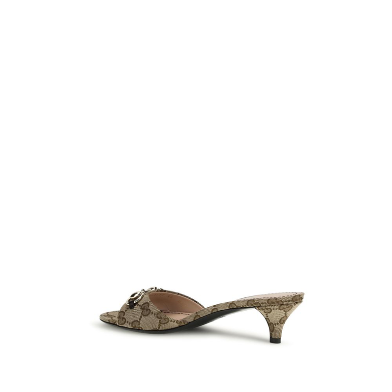 Beige fabric stiletto heel sandals-null