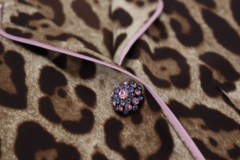 Brown leopard print long sleeves blouse top-null