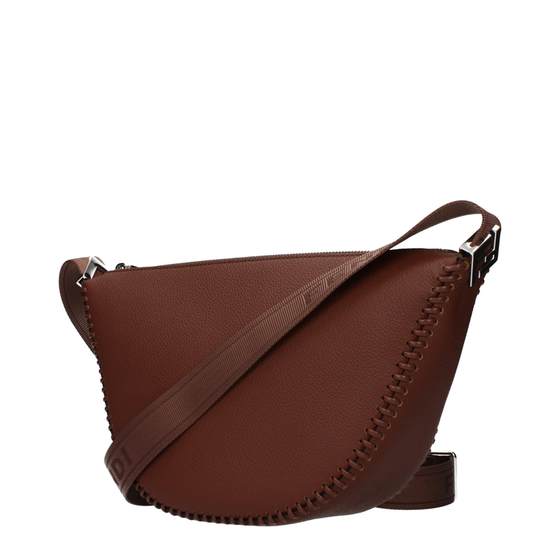 Brown leather crossbody bag-null