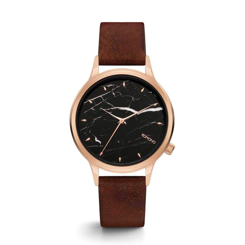 Red leather dress watch-null