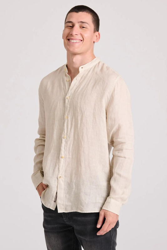 Funkybuddha shirt linen mandarin-null