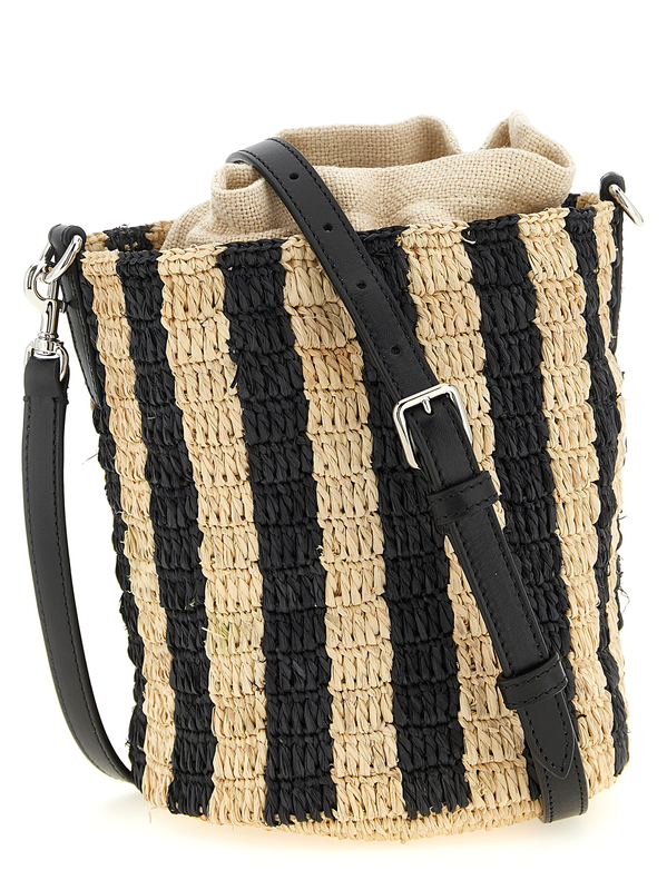 Black straw shoulder bag-null