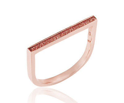 Cupid bar ring, Rose Gold Plated 18k, medium