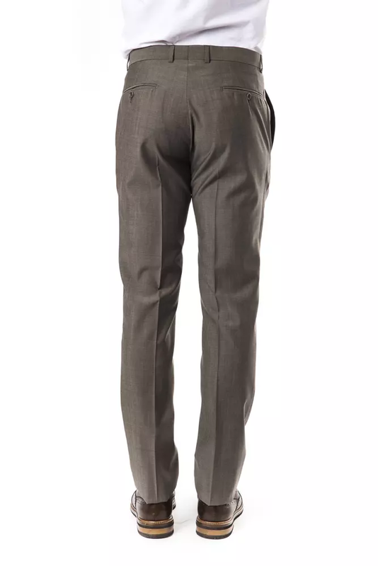 Gray wool mens suit pant-null