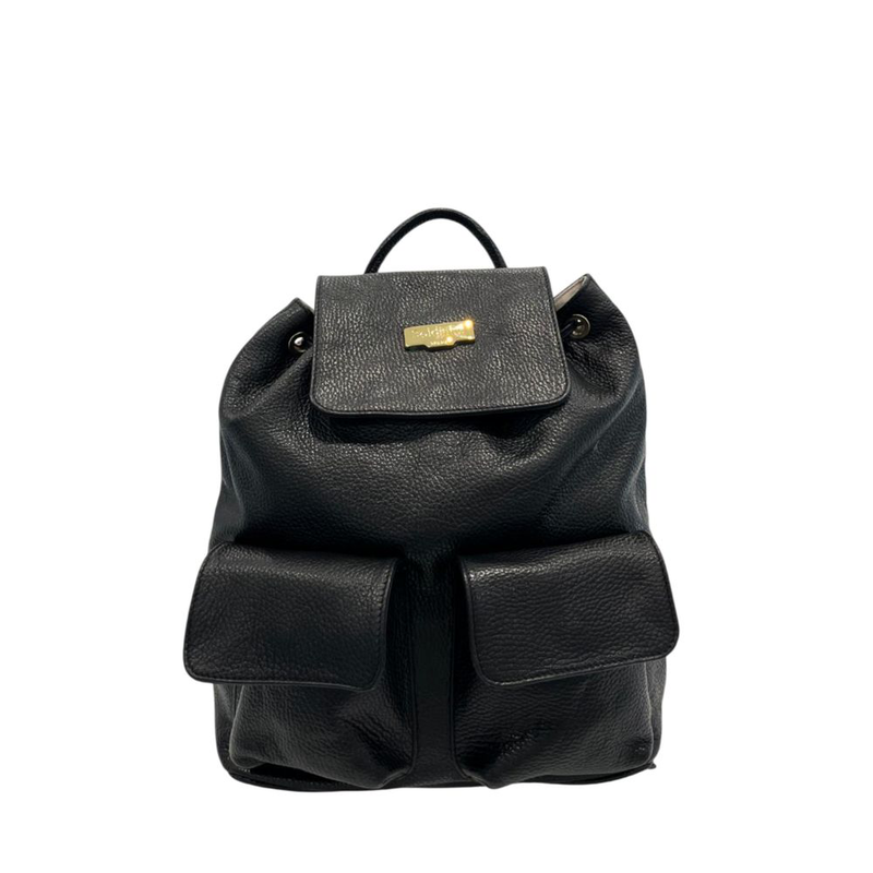Black leather women backpack-null