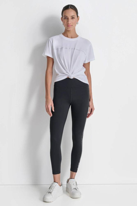 High waist 7/8 rhinestone logo tights-null