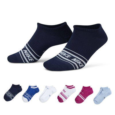 Lightweight no-show stripes 6-pairs socks, Multicolor, medium