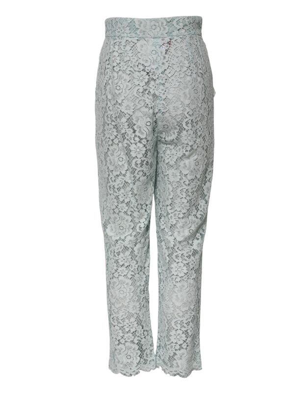 Mint green cotton floral lace trousers pants-null