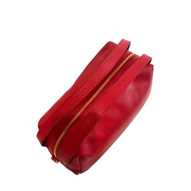 Red leather women shoulder bag-null