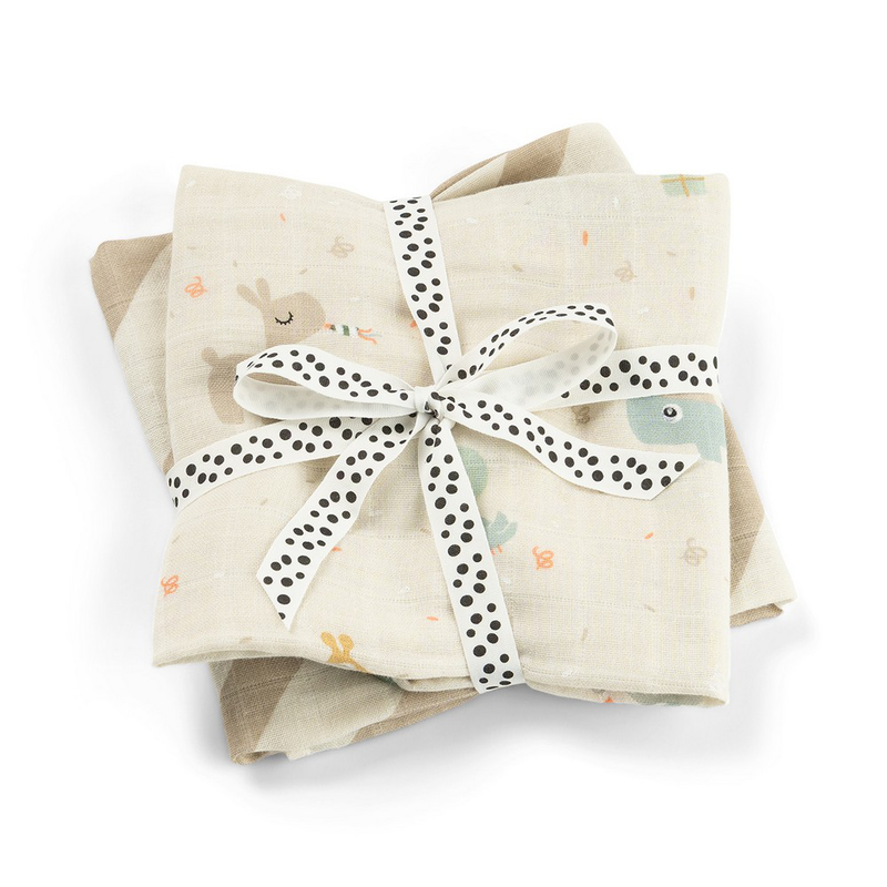Done by deer burp cloth 2-pack celebration - sand-null