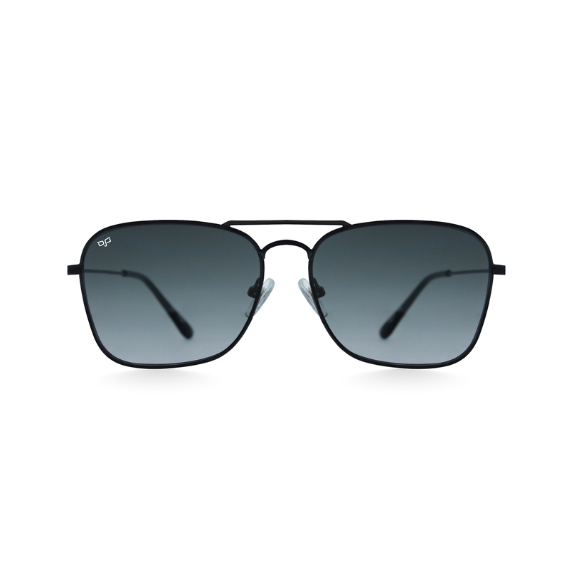 Product image: OJO everyday black frame and temples 55-14 with reverse angle grey black lenses rx-null