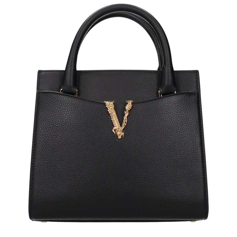 Black leather handbag-null
