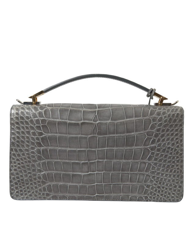 Gray exotic leather medium shoulder hand purse bag-null